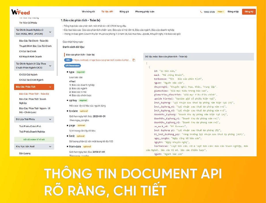 Thông tin Document API rõ ràng, chi tiết