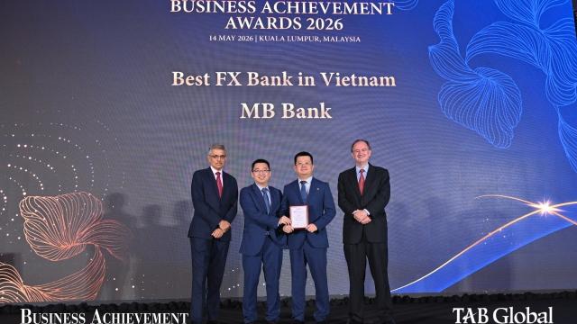 MB lần thứ ba liên tiếp được vinh danh 'Ngân hàng giao dịch ngoại hối tốt nhất Việt Nam 2026'